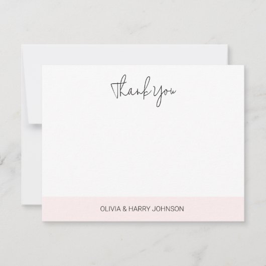  Wedding Thank You Pink White Flat Note Card ノートカード (正面)