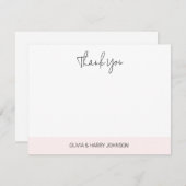  Wedding Thank You Pink White Flat Note Card ノートカード (正面/裏面)