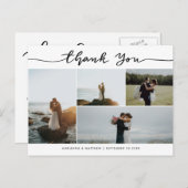 Wedding Thank You Script | Elegant Photo Collage ポストカード (正面/裏面)