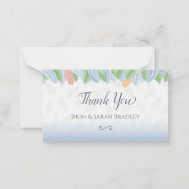 Wedding Thank You - Vectorial Tulip With Leaves ノートカード
