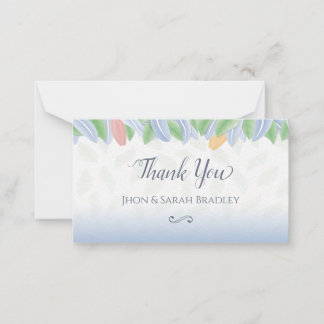 Wedding Thank You - Vectorial Tulip With Leaves ノートカード