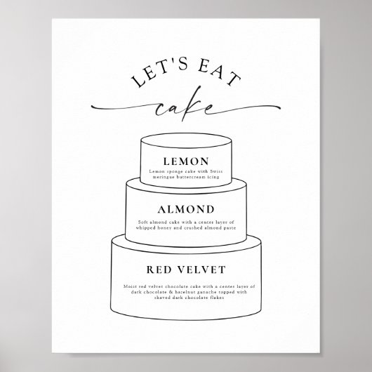 Wedding Tier Cake Layer Flavor Descriptions Sign ポスター (正面)