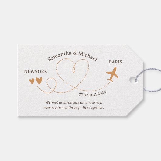 Wedding Travel Flight Airplane ギフトタグ (正面(横))