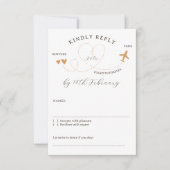 Wedding Travel Flight Plane Kindly Reply 出欠カード (正面)