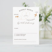 Wedding Travel Flight Plane Kindly Reply 出欠カード (スタンド正面)