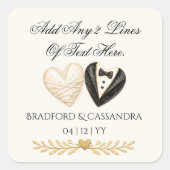 Wedding treat favor Save the Date bride groom   スクエアシール (正面)