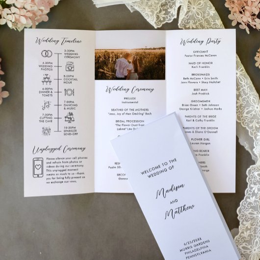 Wedding Trifold Program Infographic Timeline チラシ