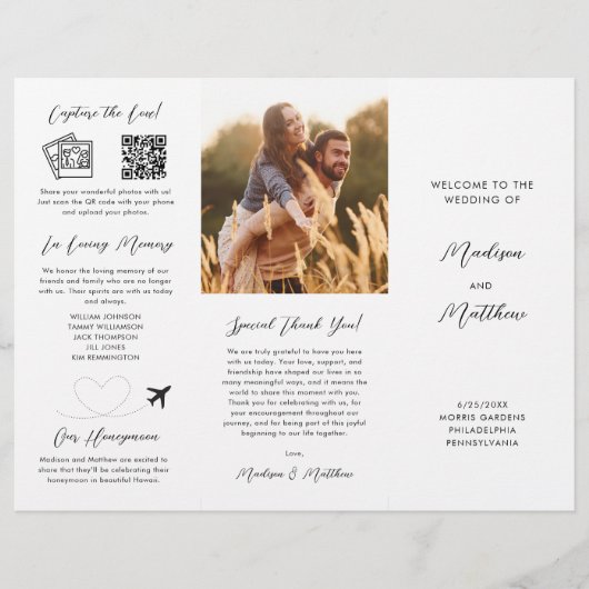 Wedding Trifold Program Infographic Timeline チラシ (正面)