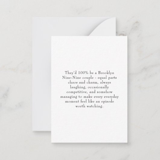 Wedding Trivia Game Modern Script Fun Facts ノートカード (裏面)