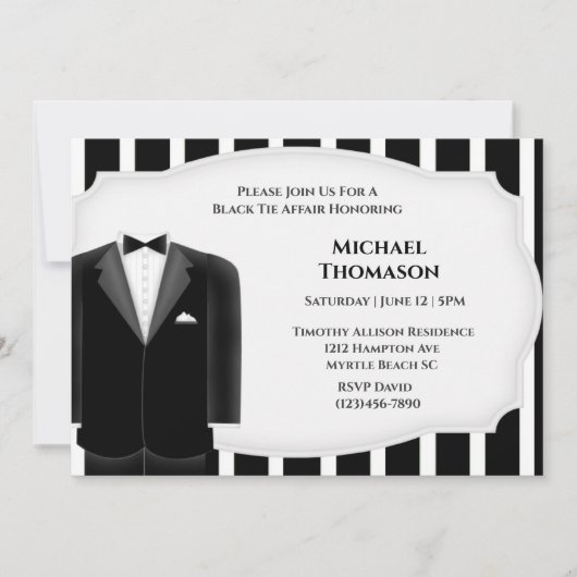 Wedding Tux Bachelor Party Invitation 招待状 (正面)