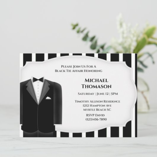 Wedding Tux Bachelor Party Invitation 招待状 (スタンド正面)