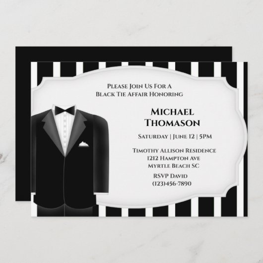 Wedding Tux Bachelor Party Invitation 招待状 (正面/裏面)