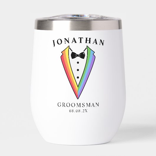 Wedding Tuxedo Personalized Groomsman Thermal Wine (正面)