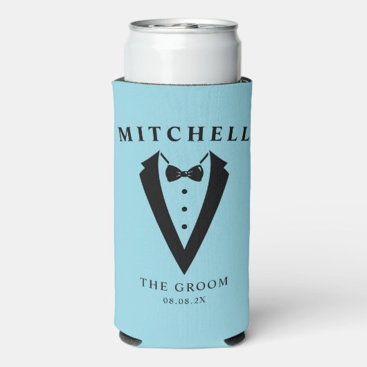 Wedding Tuxedo Personalized The Groom スリム缶クーラー (Seltzer裏面)