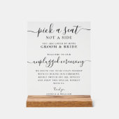 Wedding Unplugged Ceremony Pick a Seat not a Side アクリルサイン (正面)
