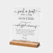 Wedding Unplugged Ceremony Pick a Seat not a Side アクリルサイン (傾斜)