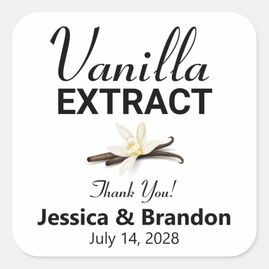 Wedding Vanilla Bean Sugar Favor label スクエアシール (正面)