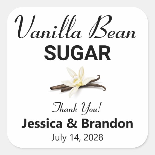 Wedding Vanilla Bean Sugar Favor label スクエアシール (正面)