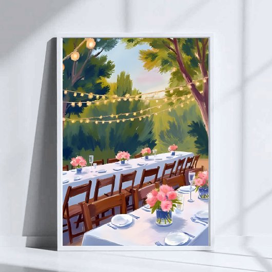 Wedding Venue Watercolor Painting Floral Botanical ポスター