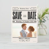 Wedding Vintage Newspaper Wedding Save the date 招待状 (スタンド正面)