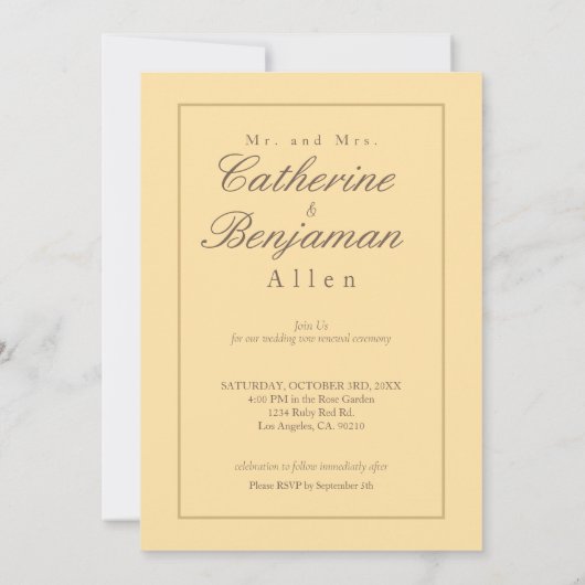 Wedding Vow Renewal Ceremony Cats 招待状 (裏面)