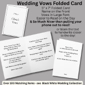 Wedding Vows Folded Card Black White カード
