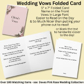 Wedding Vows Folded Card Pink Roses & Doves カード