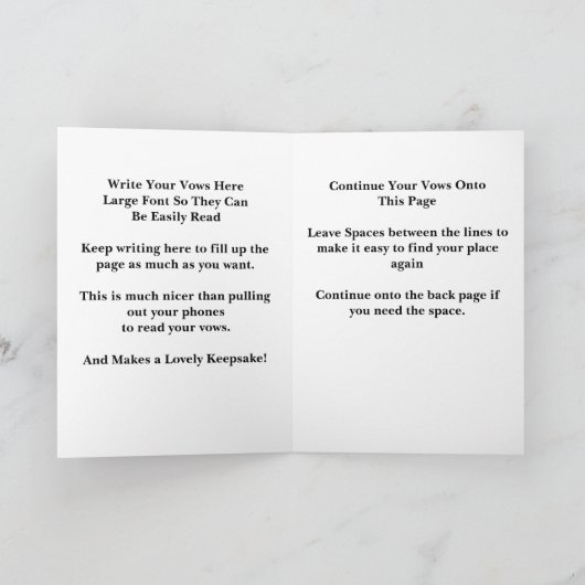 Wedding Vows Folded Card Pink Roses & Doves カード (内部)