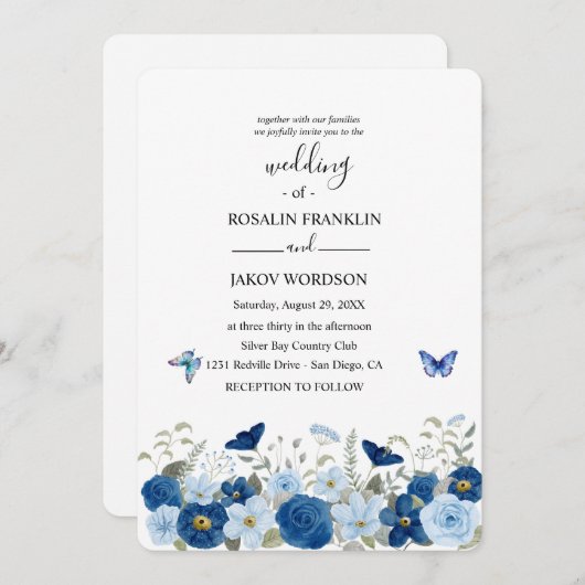 wedding watercolor 招待状 (正面/裏面)