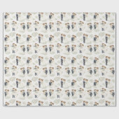 Wedding Watercolor Romantic Bride Groom Florals ラッピングペーパー (フラット)