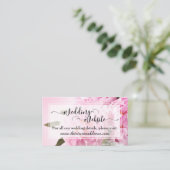 Wedding Website | ピンクの芍薬のスクリプト エンクロージャーカード (スタンド正面)