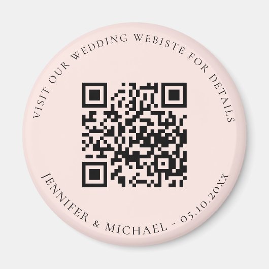 Wedding website QR code details RSVP rose gold マグネット (正面)