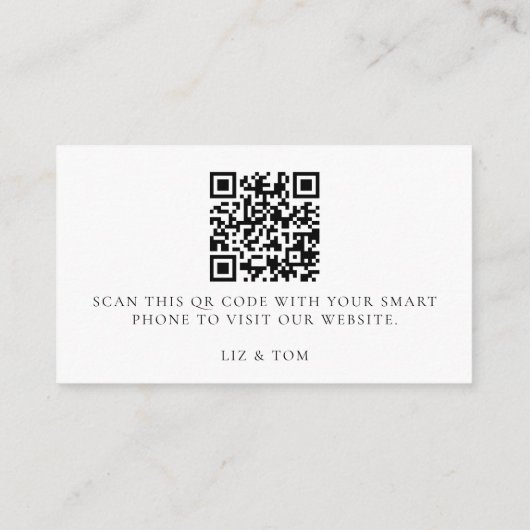 Wedding Website QR Code Modern Minimalist Simple エンクロージャーカード (裏面)