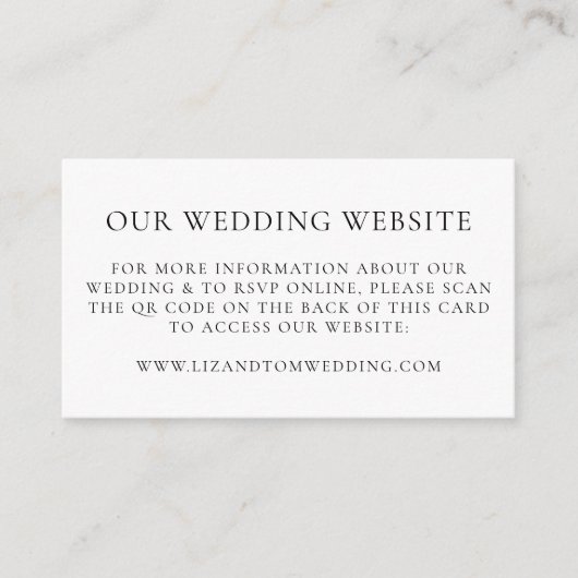 Wedding Website QR Code Modern Minimalist Simple エンクロージャーカード (正面)