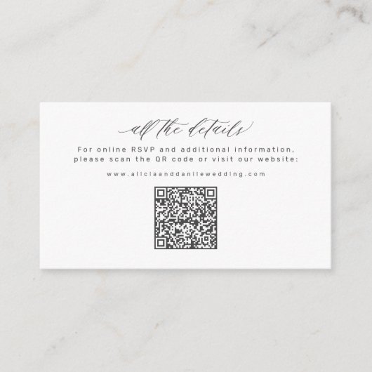 Wedding Website QR Code online RSVP wedding エンクロージャーカード (正面)