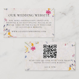 Wedding Website QR Code Wildflower Garden Blush エンクロージャーカード