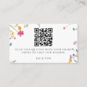 Wedding Website QR Code Wildflower Garden White エンクロージャーカード (裏面)