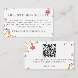 Wedding Website QR Code Wildflower Garden White エンクロージャーカード