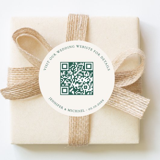 Wedding website QR details information rsvp ivory ラウンドシール