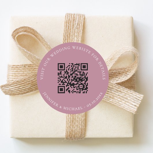 Wedding website QR details information rsvp mauve ラウンドシール