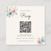  Wedding Website RSVP QR Code Photo pastel florals エンクロージャーカード (正面)