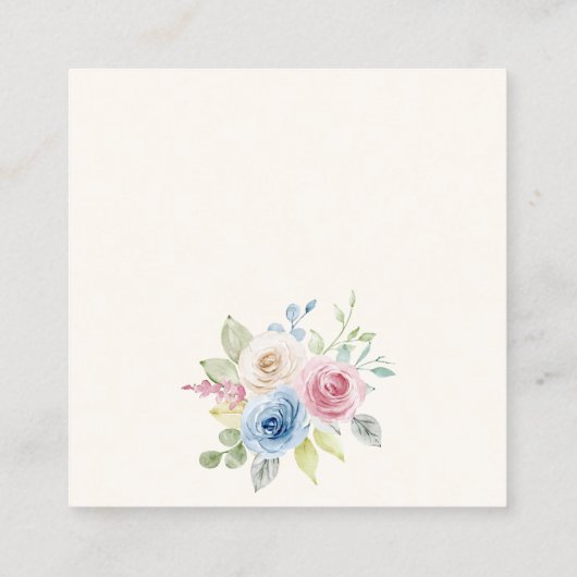 Wedding Website RSVP QR Code Photo pastel florals エンクロージャーカード (裏面)