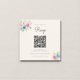  Wedding Website RSVP QR Code Photo pastel florals エンクロージャーカード