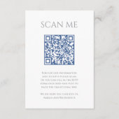 Wedding website Scan QR code monogram blue white エンクロージャーカード (裏面)