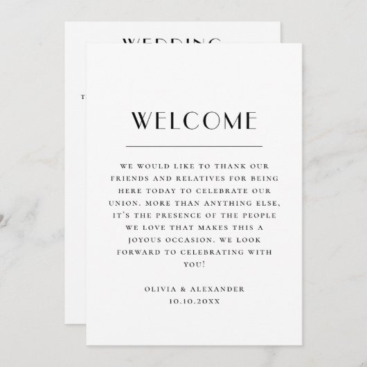 Wedding Weekend Itinerary & Welcome | Schedule 招待状 (正面/裏面)