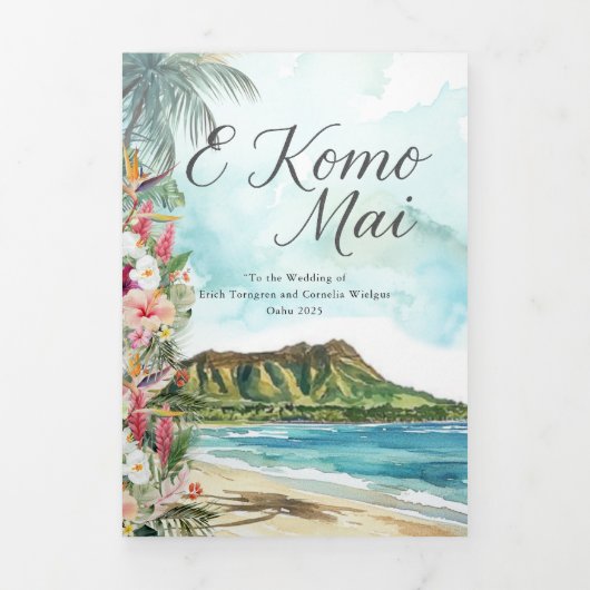 Wedding Weekend | Oahu, Hawaii Tri-Fold Invitation 三つ折り招待状 (カバー)