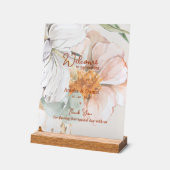 Wedding Welcome Acrylic Sign | Blush Peach Floral アクリルサイン (傾斜)
