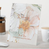 Wedding Welcome | Blush Peach Floral 台座サイン (インサイチュ)