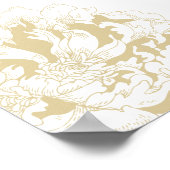 Wedding Welcome Gold Elegant Peony Floral ポスター (角)