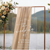 Wedding Welcome Modern Handwriting Heart アクリルサイン